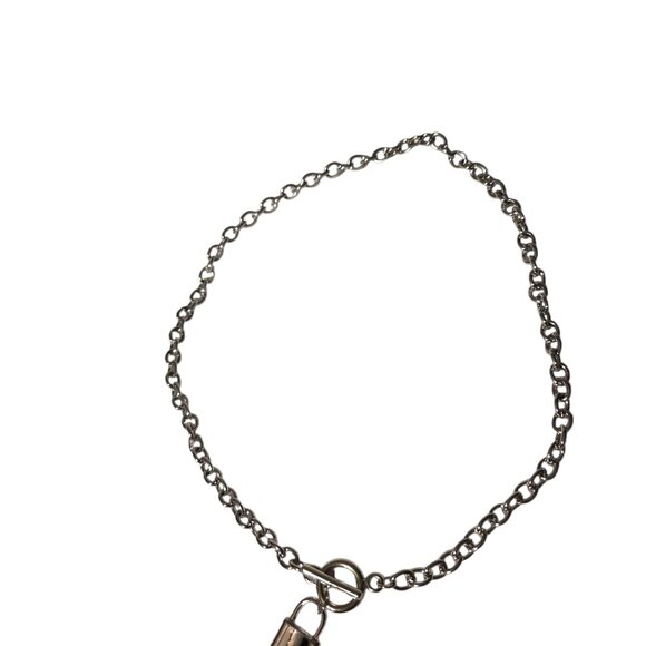 Stainless Steel Necklace with Toggle  clasp and Lock Pendant - Picture 2 of 3